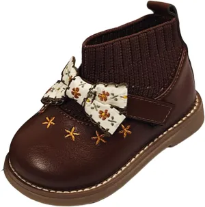 Toddler Cute Bow Booties Soft Sole Leather Sock Shoes Baby Boys Girls Open Toe Non Slip Boots Light Breathable Shoes
