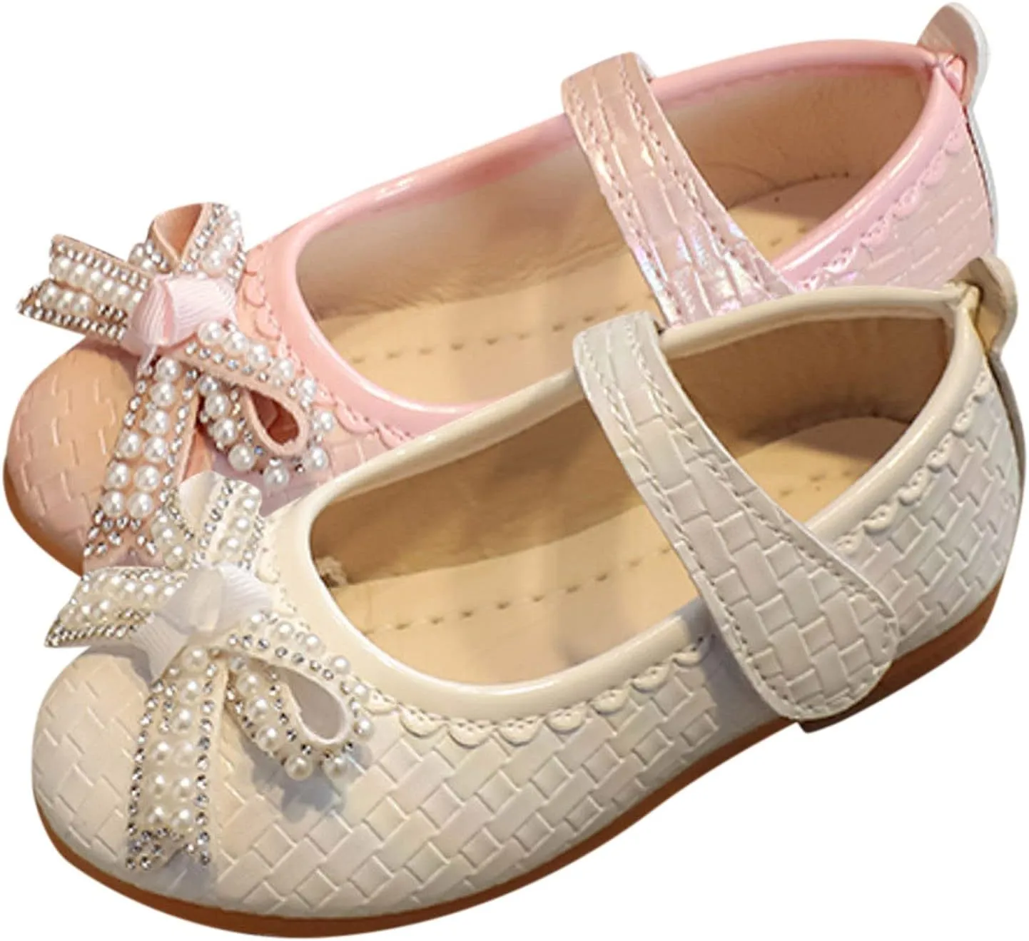 Toddler Girls Princess Shoes Kids School Mary Jane Wedding Party Princess Comfortable Dress Shoes with Pearl Bow