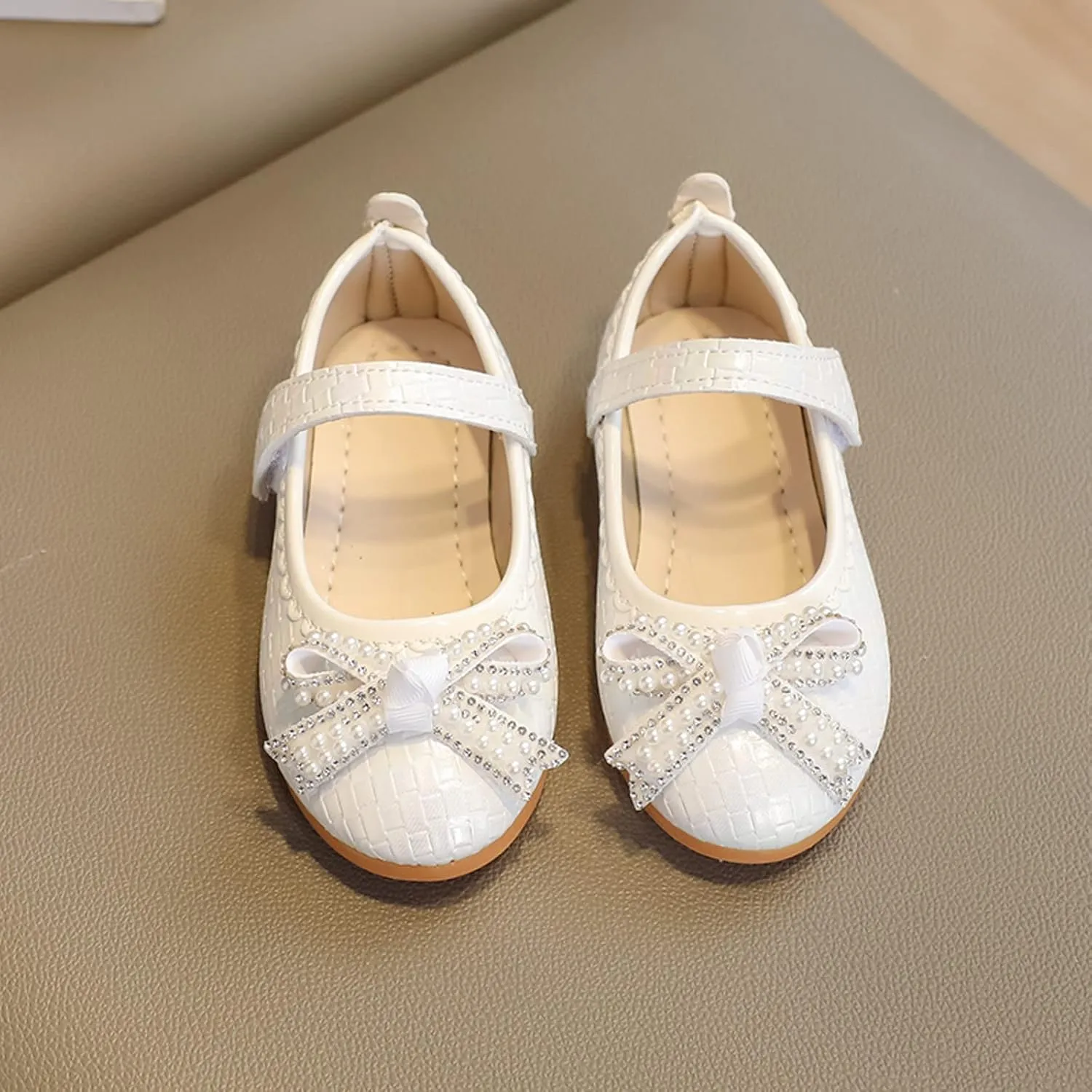 Toddler Girls Princess Shoes Kids School Mary Jane Wedding Party Princess Comfortable Dress Shoes with Pearl Bow