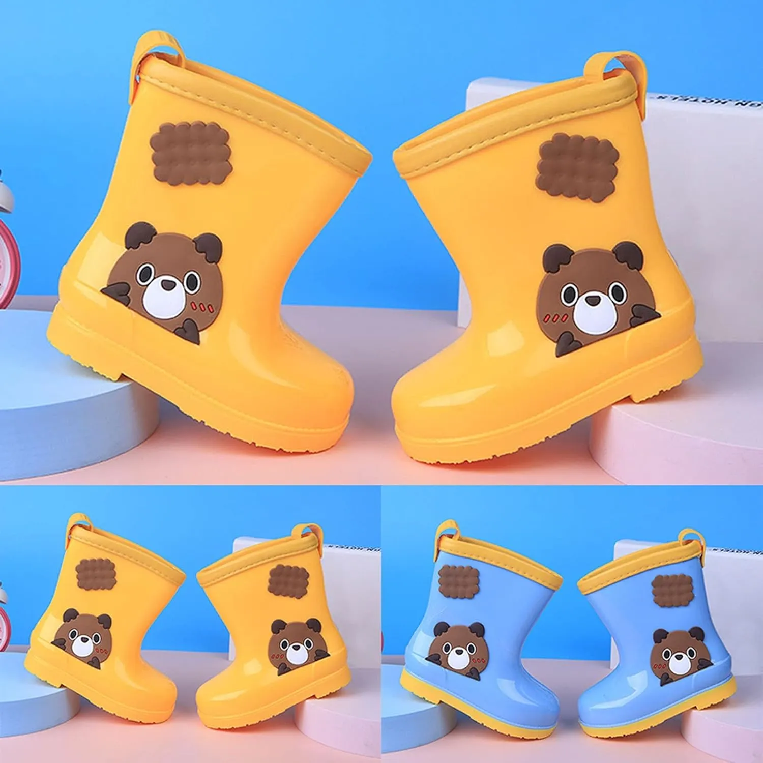Toddler Rain Boots Baby Short Rain boots for Kids Boys & Girls, Non-Slip Rubber Sole Lightweight Preschool Boots