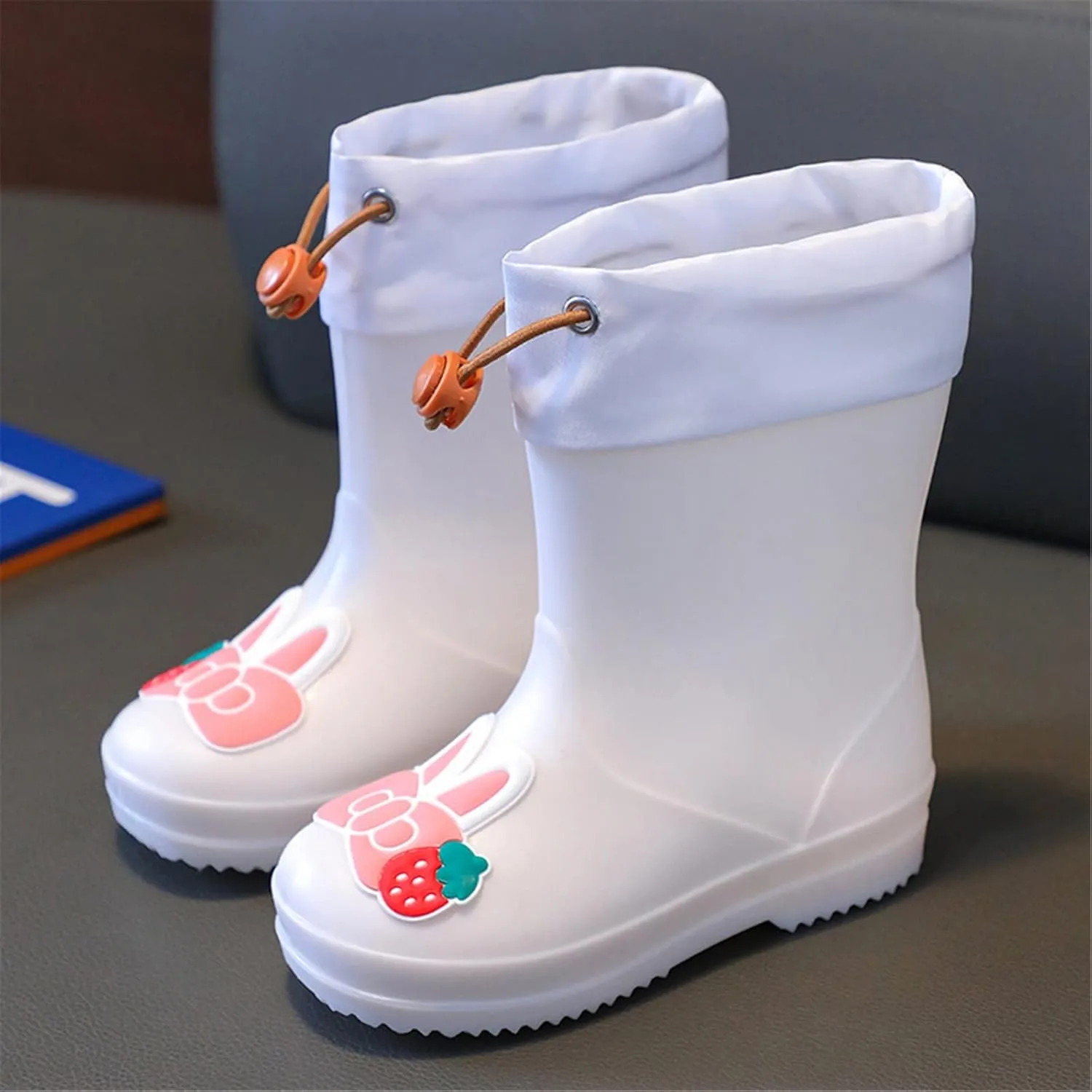 Toddler Rain Boots Waterproof Rubber Boots Kids Bunny Rain Boots for Girls,Unisex-Child Outdoor Lined Rain Boots