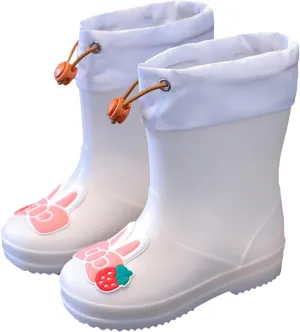 Toddler Rain Boots Waterproof Rubber Boots Kids Bunny Rain Boots for Girls,Unisex-Child Outdoor Lined Rain Boots