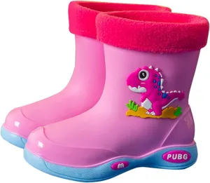 Toddler Warm Lined Rain Boots Baby Kids Dinosaur Rain Shoes Toddler Boy Rainboots Waterproof Boots For Boys