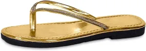 Trendy Women's Slippers Rhinestone T-Strap Thong Sandals Open Toe Buckle Adjustable Flops for Summer Beach Vacation Stylish Dressy Footwear