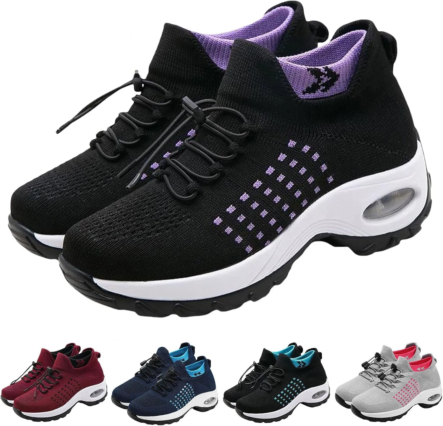 Women Dressy Comfortable Comfort Wear Shoes Orthopedic Sneakers Breathable Comfy Cloud Breathe Mesh Sock Fashion Sneakers Slip on Sneaker Ladies Athletic Shoe Orthowear Shoes Thick Bottom