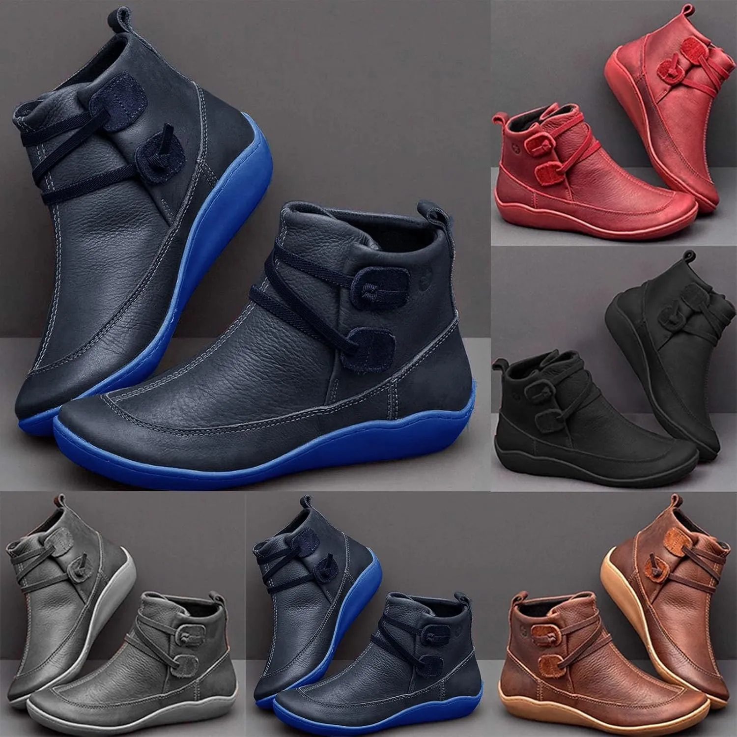 Women's Boots Ankle Womens Black Booties Low Heel Women's Casual Boots Hiking Boot Laces Men Closed Toe Indoor and Outdoor Lace-up Round Toe Comfortable Low Heel