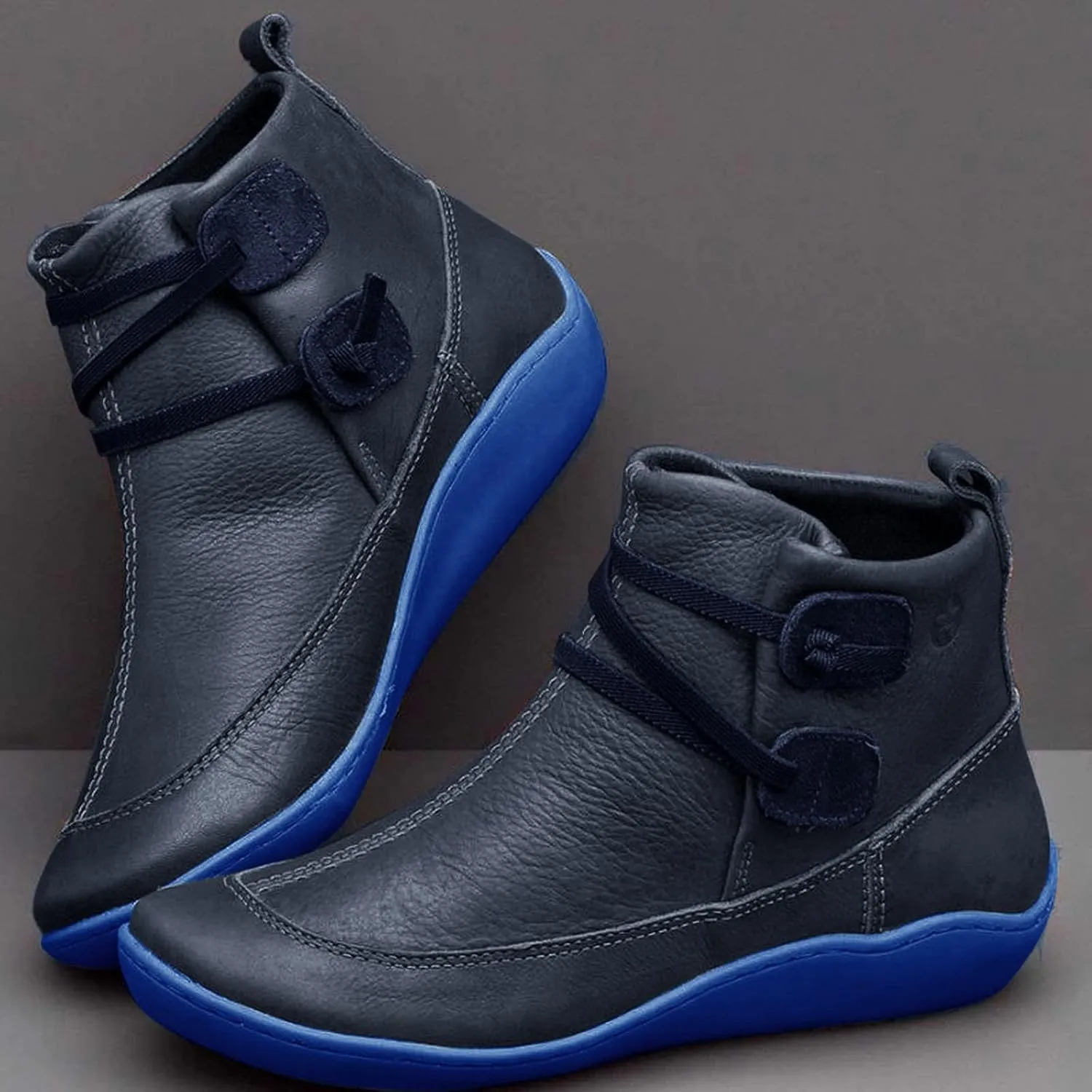 Women's Boots Ankle Womens Black Booties Low Heel Women's Casual Boots Hiking Boot Laces Men Closed Toe Indoor and Outdoor Lace-up Round Toe Comfortable Low Heel