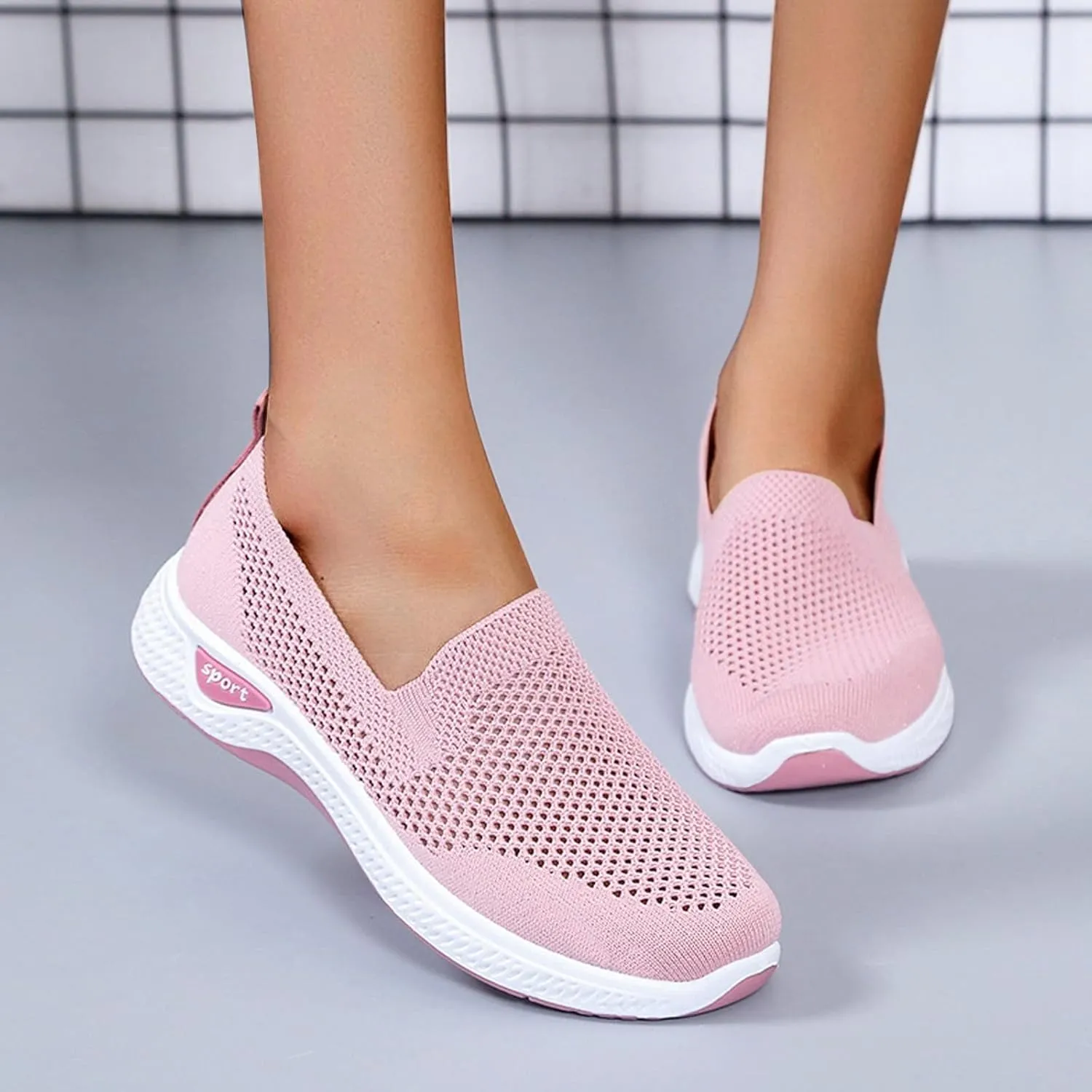 Women's Breathable Mesh Orthopedic Sneakers Comfortable Soft Sole Slip-on Loafers Tennis Shoes Casual Fashion Non-Slip Walking Shoes