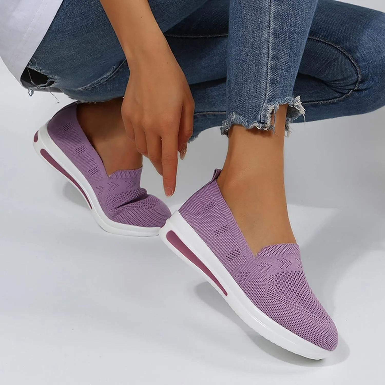 Womens Casual Slip On Loafers Comfortable Walking Shoes Lightweight Canvas Sneakers Flat Non Slip Flats