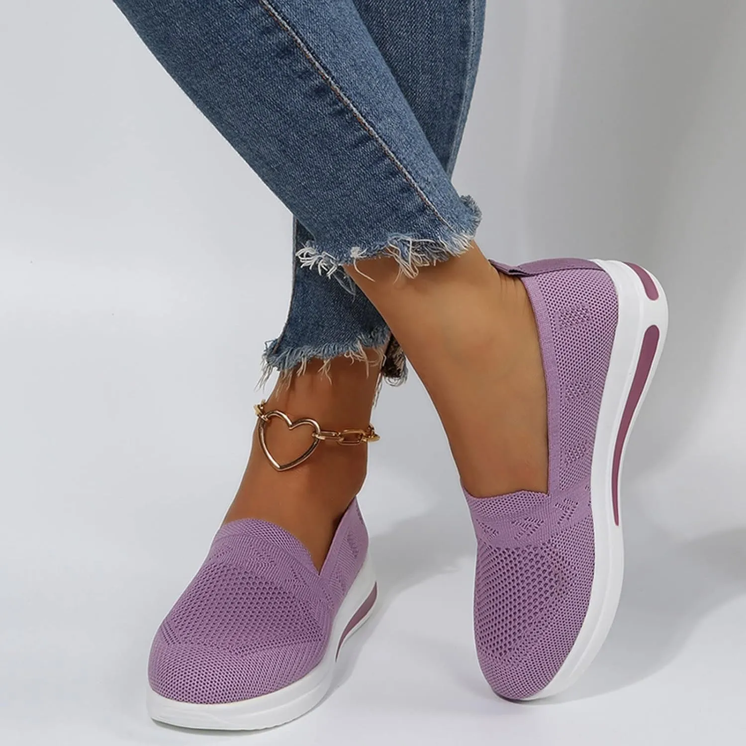 Womens Casual Slip On Loafers Comfortable Walking Shoes Lightweight Canvas Sneakers Flat Non Slip Flats