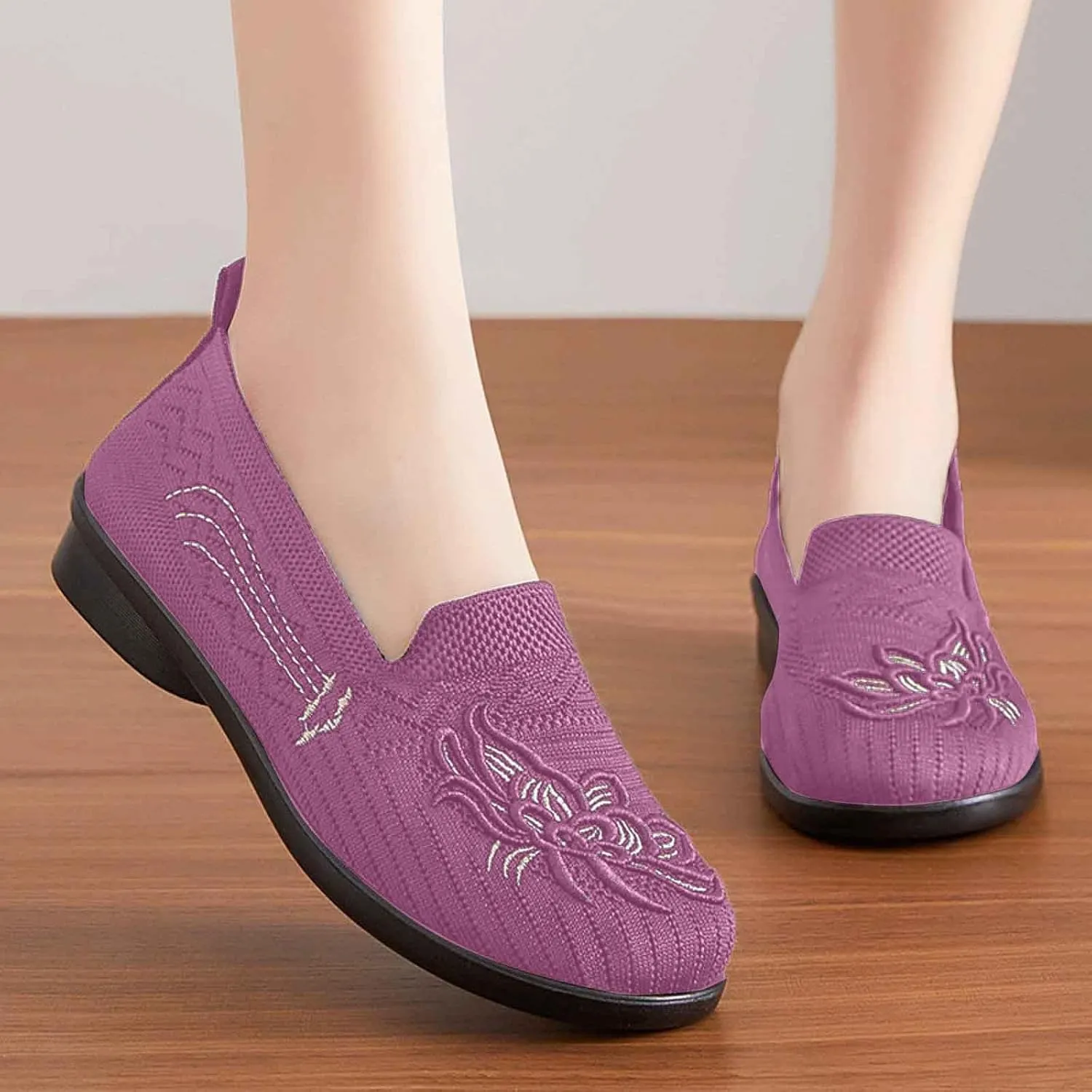 Women's Casual Slip On Shoes Breathable Low Heel Comfortable Walking Daily Spring Summer Fall Wedges Low Heel