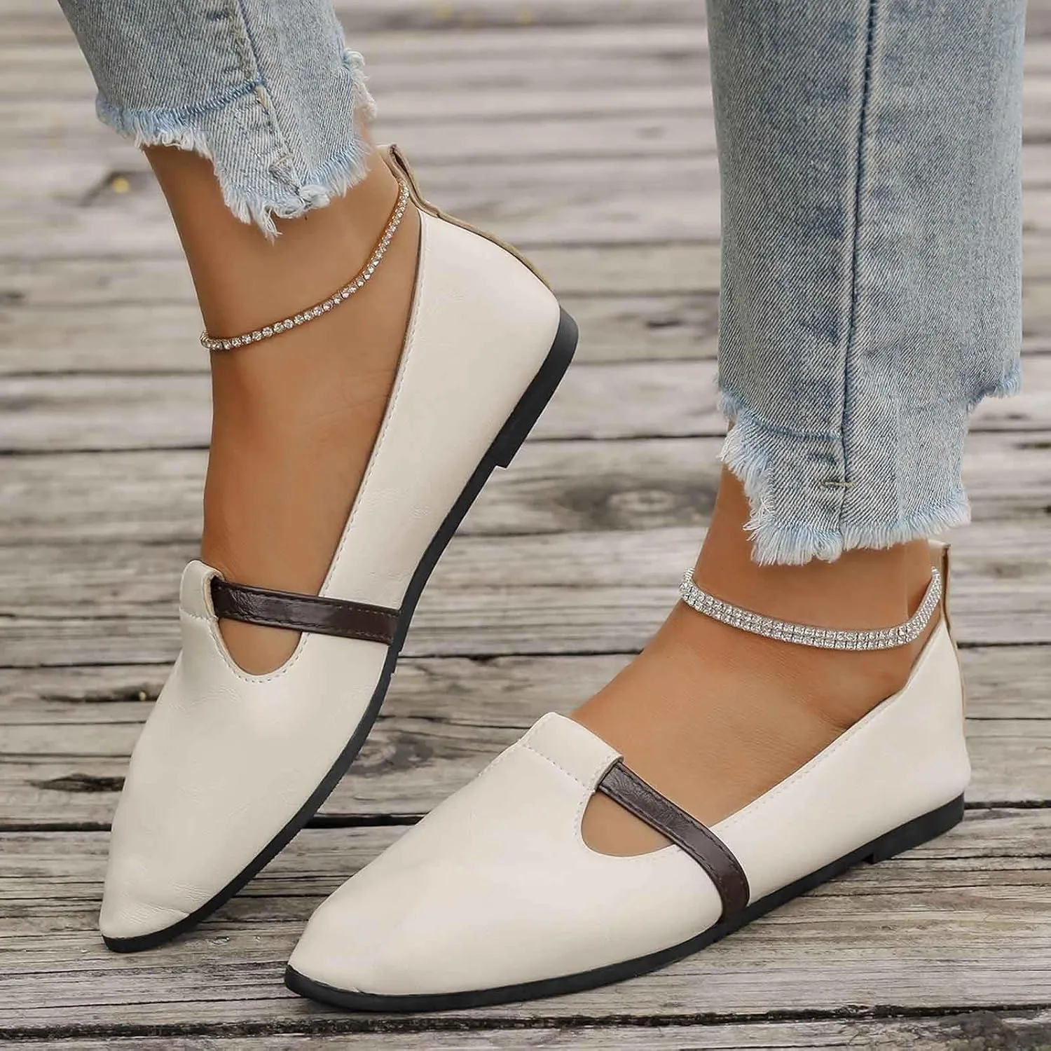 Women's Casual Slip On Shoes Comfortable Lightweight Breathable Flat Sandals for Daily Wear with Square Toe