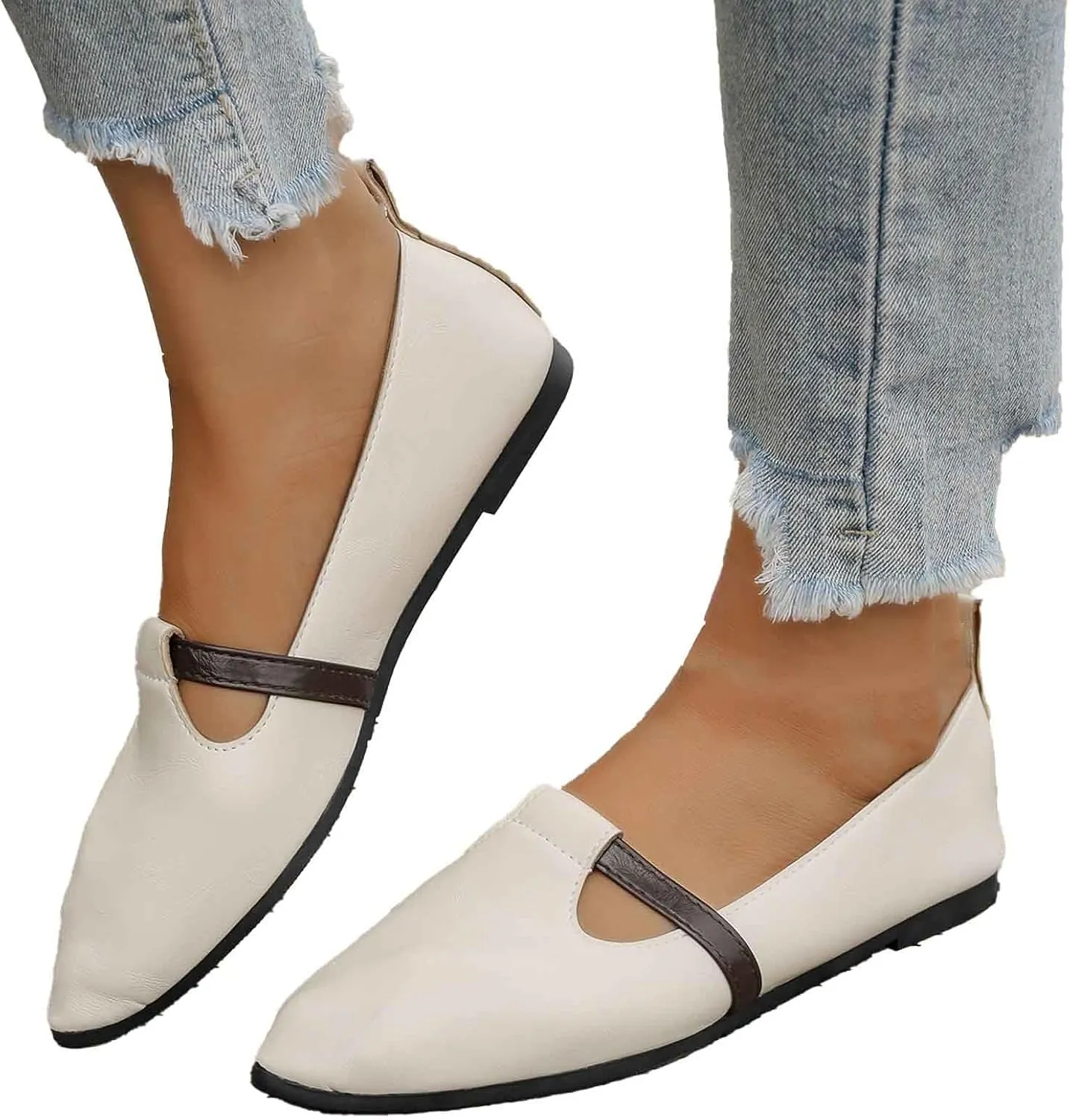 Women's Casual Slip On Shoes Comfortable Lightweight Breathable Flat Sandals for Daily Wear with Square Toe