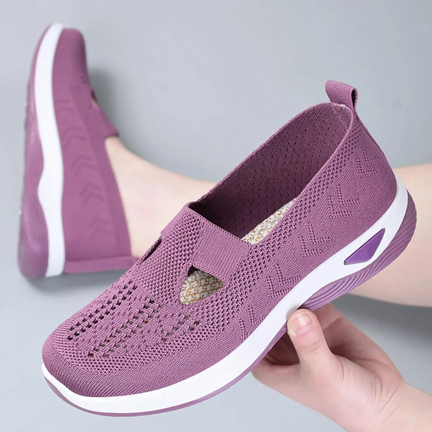 Womens Comfortable Orthopedic Sneakers Slip On Walking Shoes with Arch Support Casual Loafers for Plantar Fasciitis Foot Pain Relief Swollen Feet