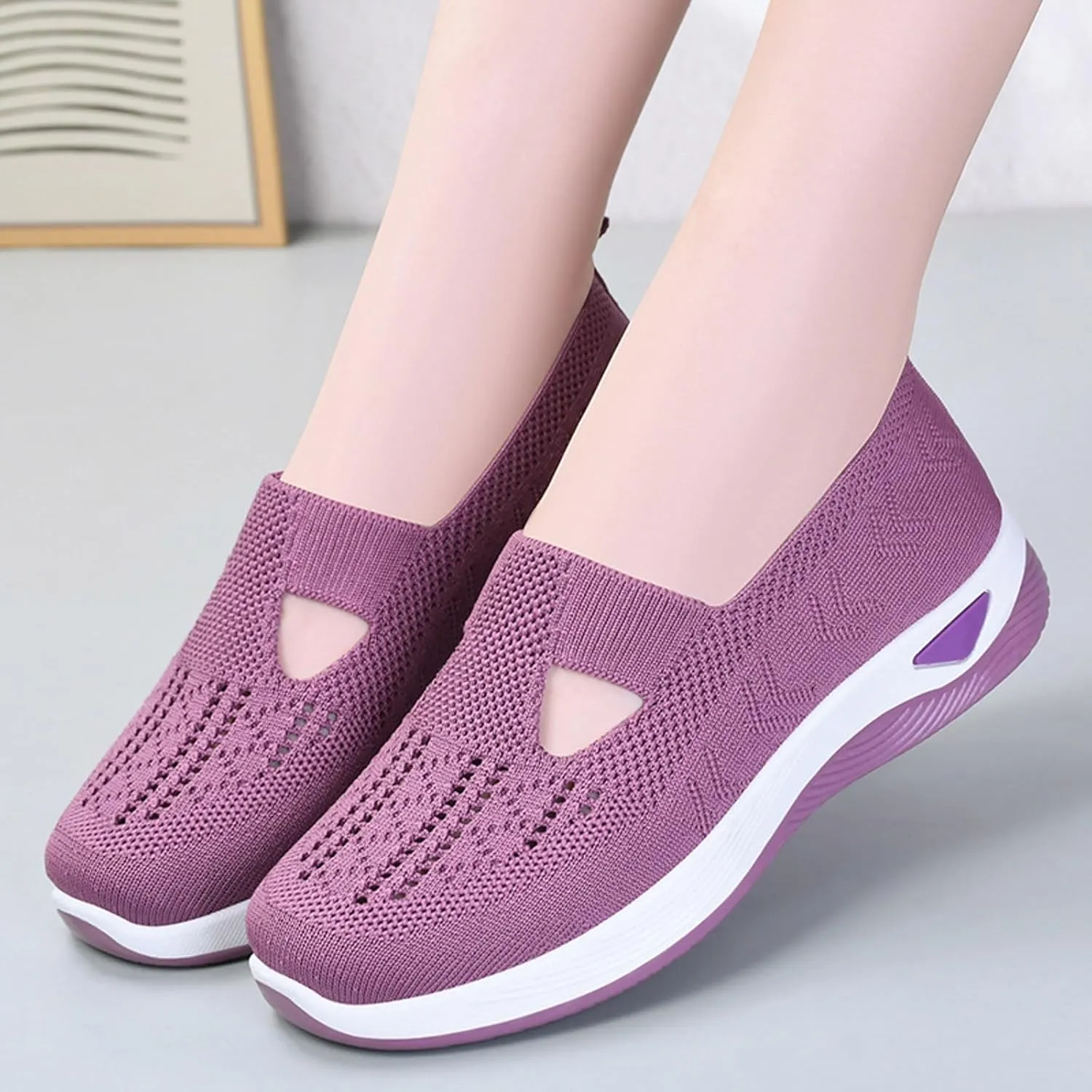 Womens Comfortable Orthopedic Sneakers Slip On Walking Shoes with Arch Support Casual Loafers for Plantar Fasciitis Foot Pain Relief Swollen Feet