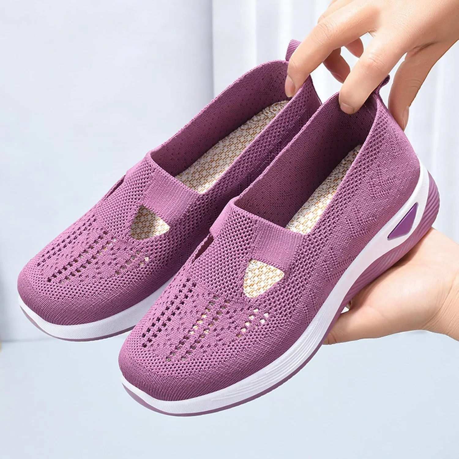 Womens Comfortable Orthopedic Sneakers Slip On Walking Shoes with Arch Support Casual Loafers for Plantar Fasciitis Foot Pain Relief Swollen Feet