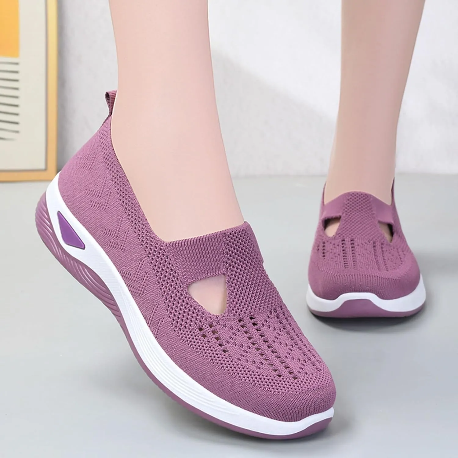 Womens Comfortable Orthopedic Sneakers Slip On Walking Shoes with Arch Support Casual Loafers for Plantar Fasciitis Foot Pain Relief Swollen Feet