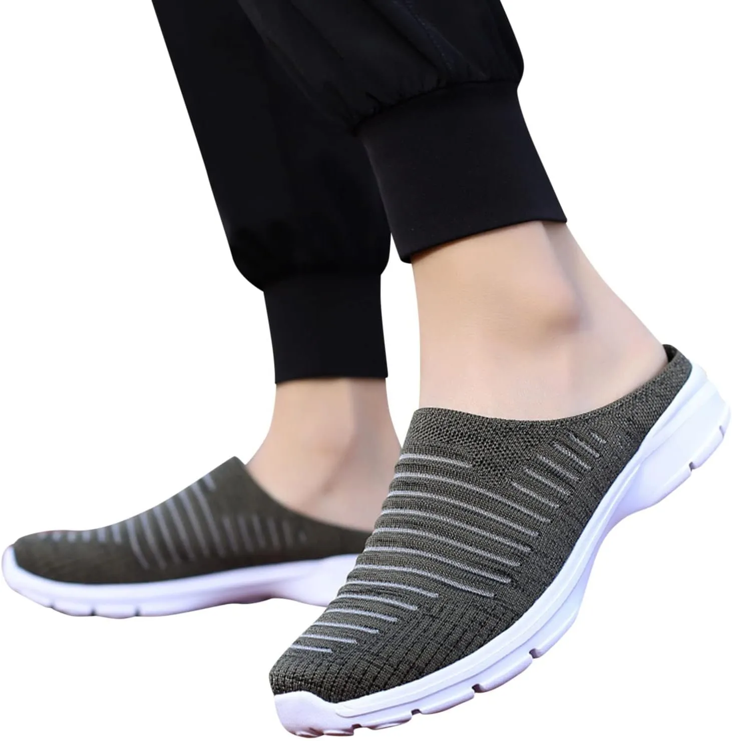 Women's Mesh Breathable Shoes Casual Flying Woven Orthopedic Sneaker Knit Slip On Walking Shoes Wide Width Dress Flat
