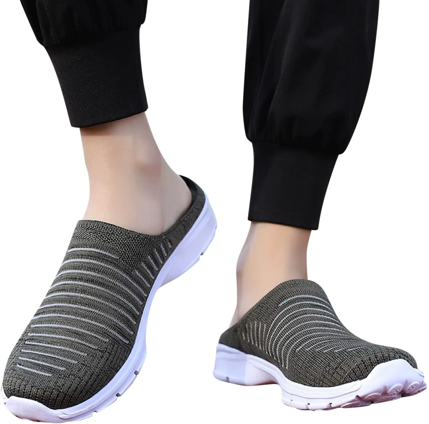 Women's Mesh Breathable Shoes Casual Flying Woven Orthopedic Sneaker Knit Slip On Walking Shoes Wide Width Dress Flat