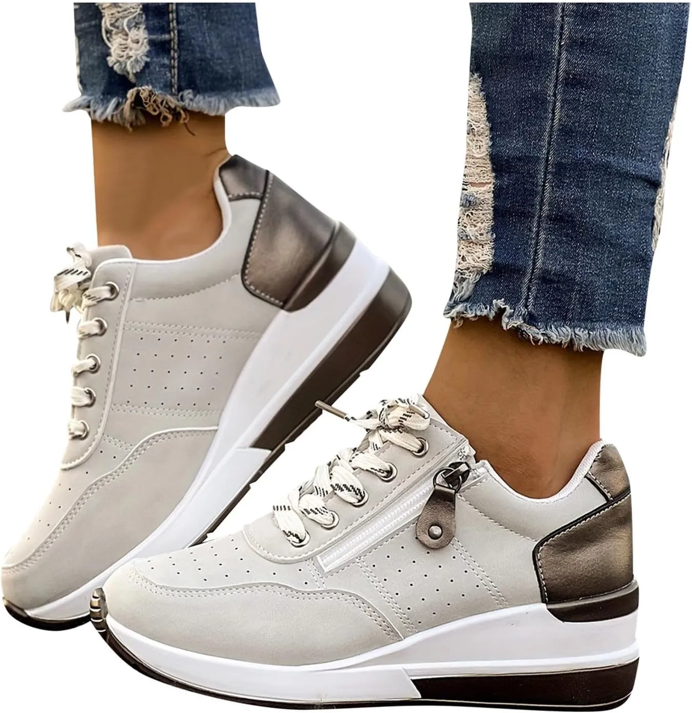 Women's Non Slip Comfortable Fashion Sneakers Slip on Lightweight Casual Tennis Sneakers Casual Mountain Shoe