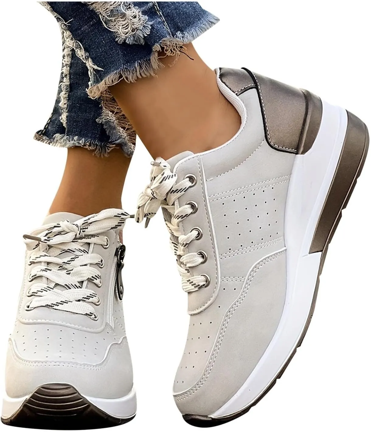 Women's Non Slip Comfortable Fashion Sneakers Slip on Lightweight Casual Tennis Sneakers Casual Mountain Shoe
