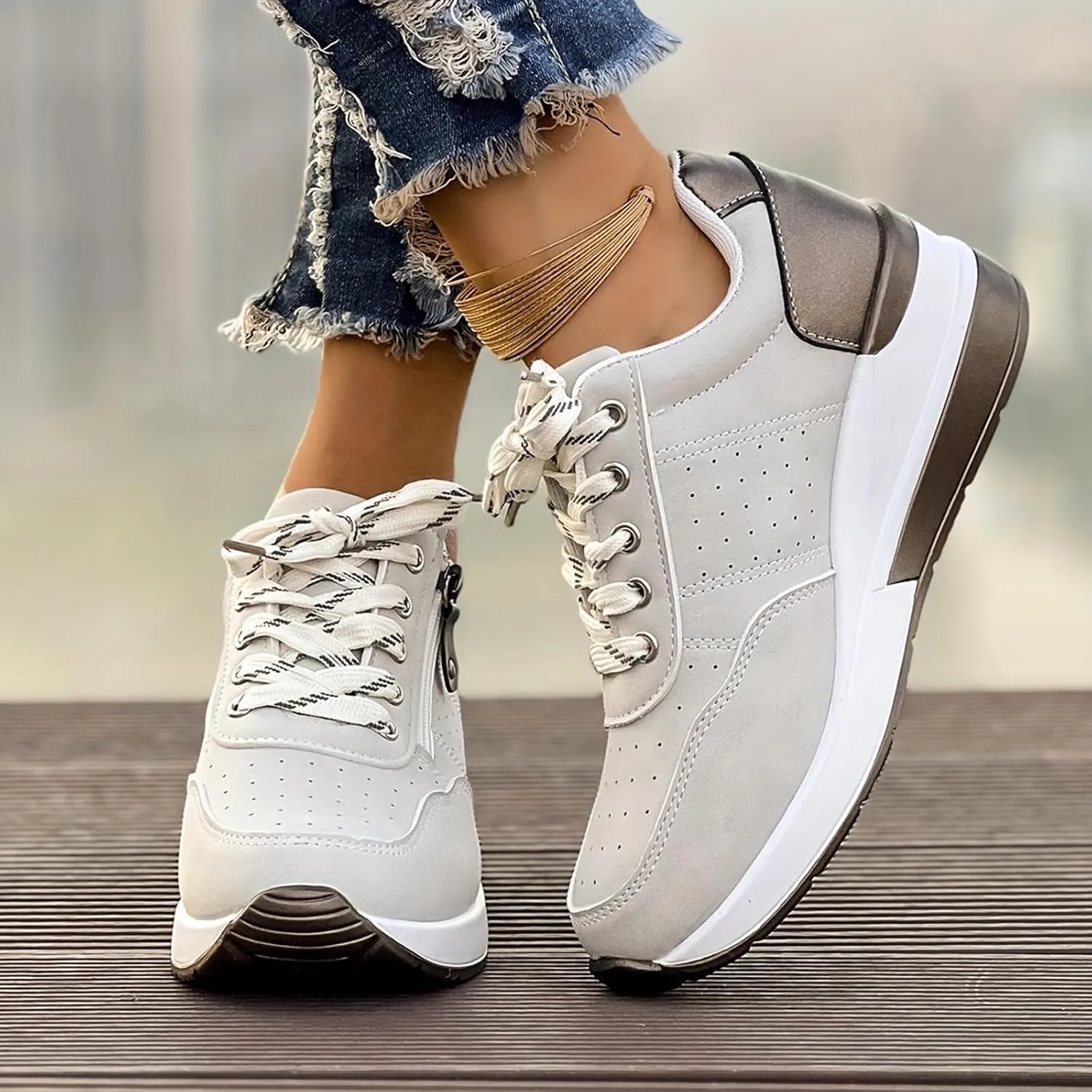 Women's Non Slip Comfortable Fashion Sneakers Slip on Lightweight Casual Tennis Sneakers Casual Mountain Shoe