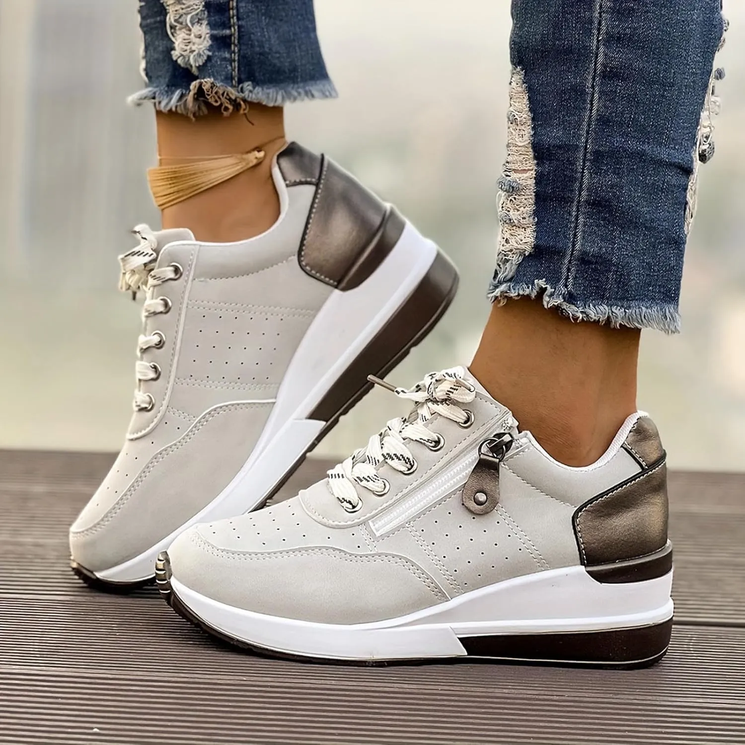 Women's Non Slip Comfortable Fashion Sneakers Slip on Lightweight Casual Tennis Sneakers Casual Mountain Shoe