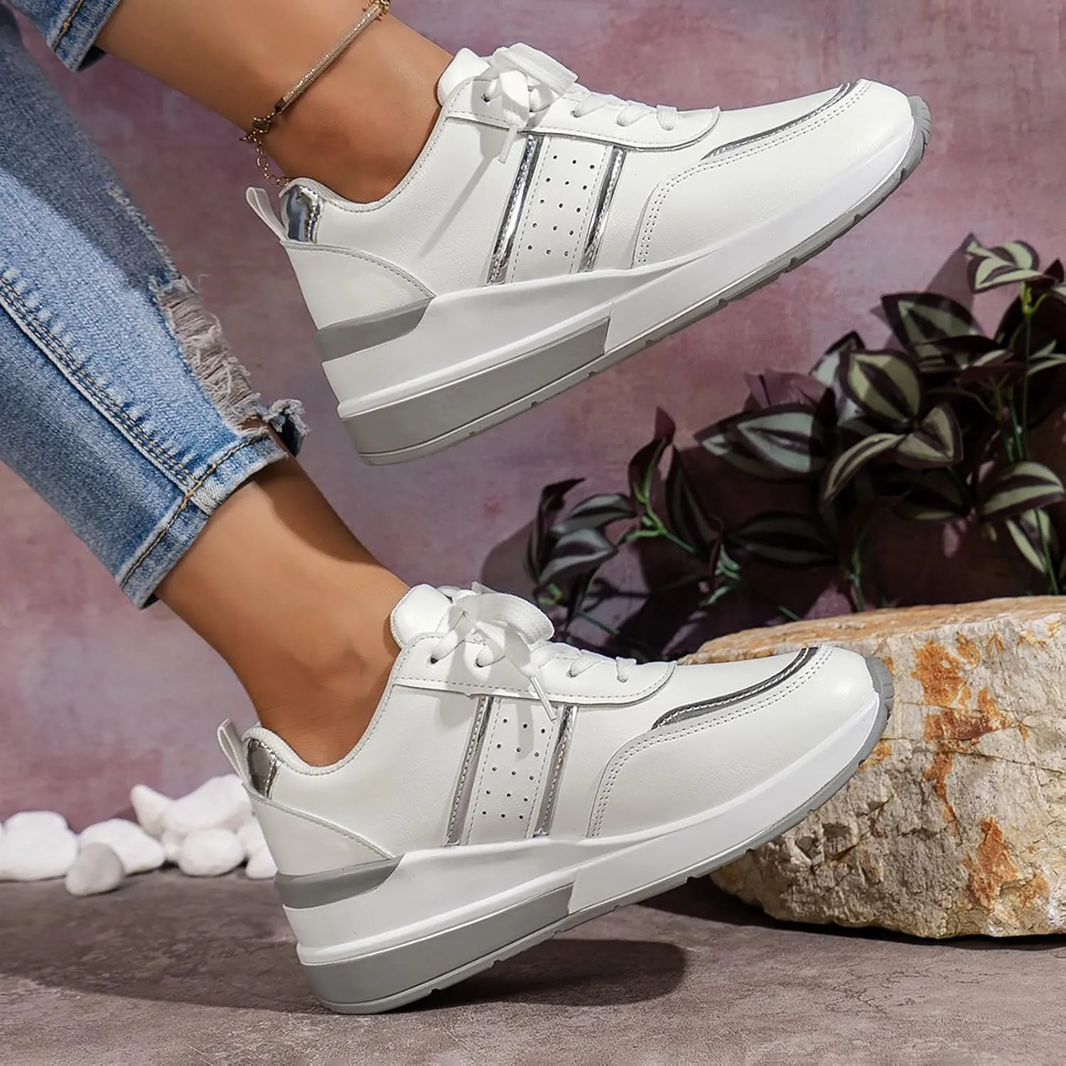 Womens Non Slip Slip On Shoes Casual Walking Sneakers Lightweight Canvas Comfortable Flat Fashion Loafers