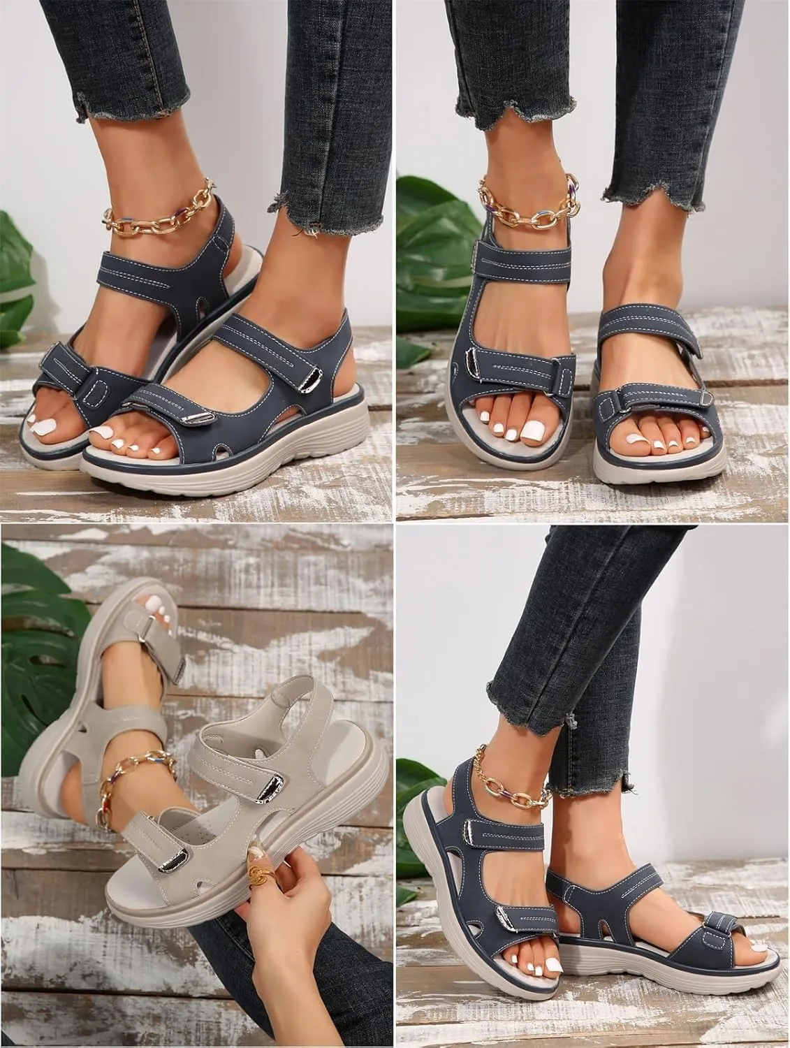 Women's Orthopedic Sport Sandals Shoes with Soft Cushion Foam Comfortable Walking Sandal Open Toe Arch Support Wide Fit Dress Comfy Orthotic Recovery Athletic Shoes
