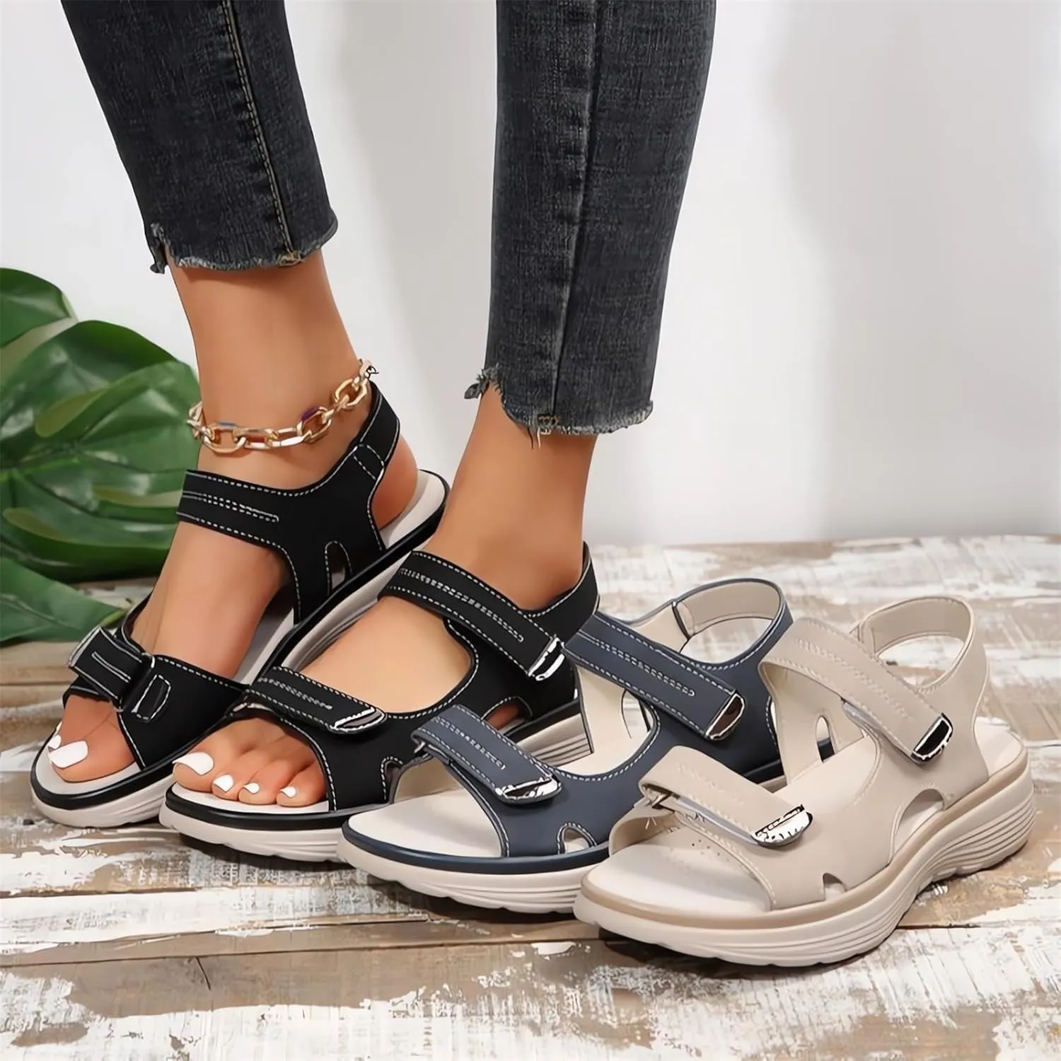Women's Orthopedic Sport Sandals Shoes with Soft Cushion Foam Comfortable Walking Sandal Open Toe Arch Support Wide Fit Dress Comfy Orthotic Recovery Athletic Shoes