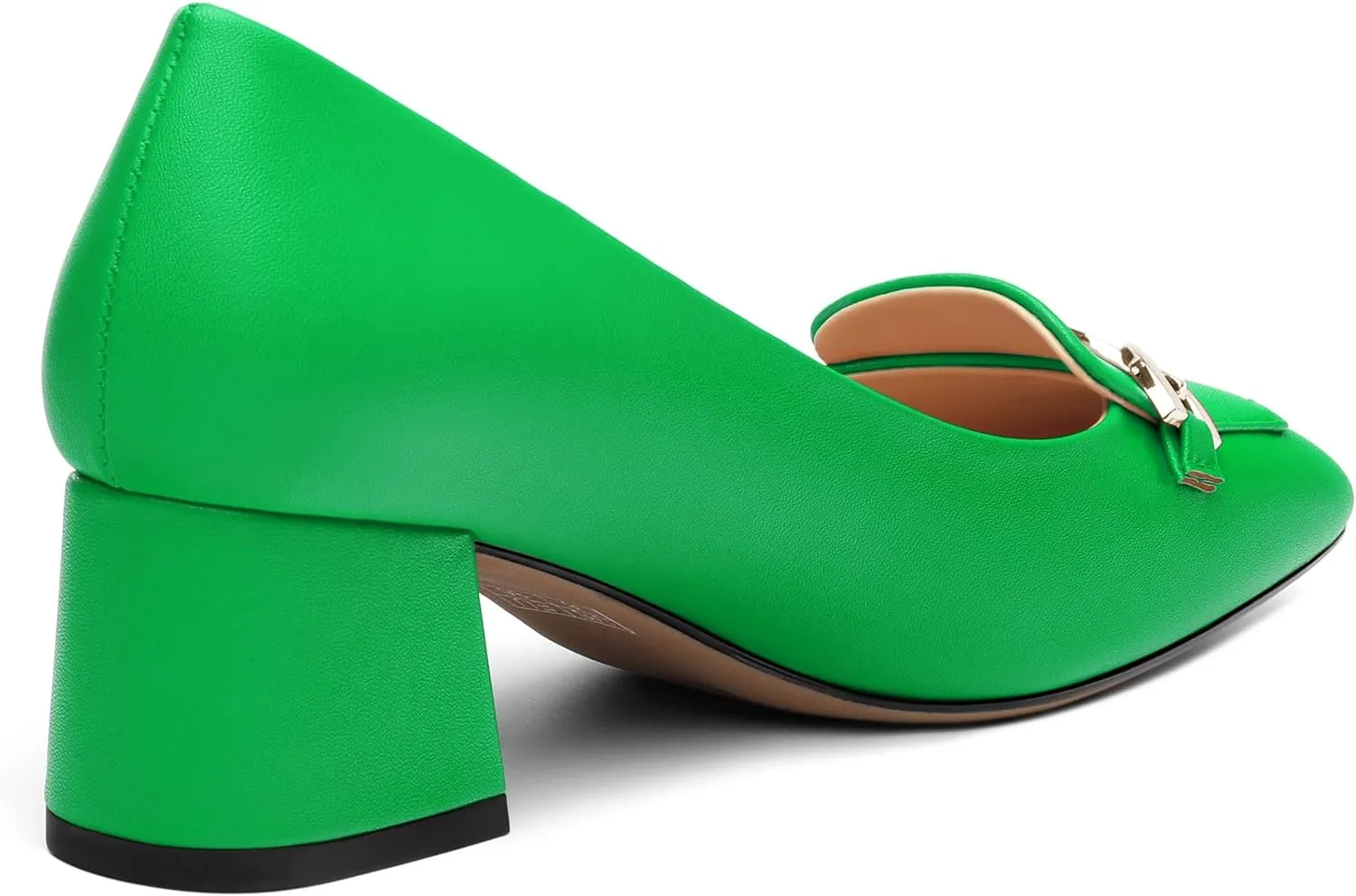 Women's Pumps Low Chunky Block Heel Square Toe Slip On Comfortable Dress Shoes for Work Office Casual