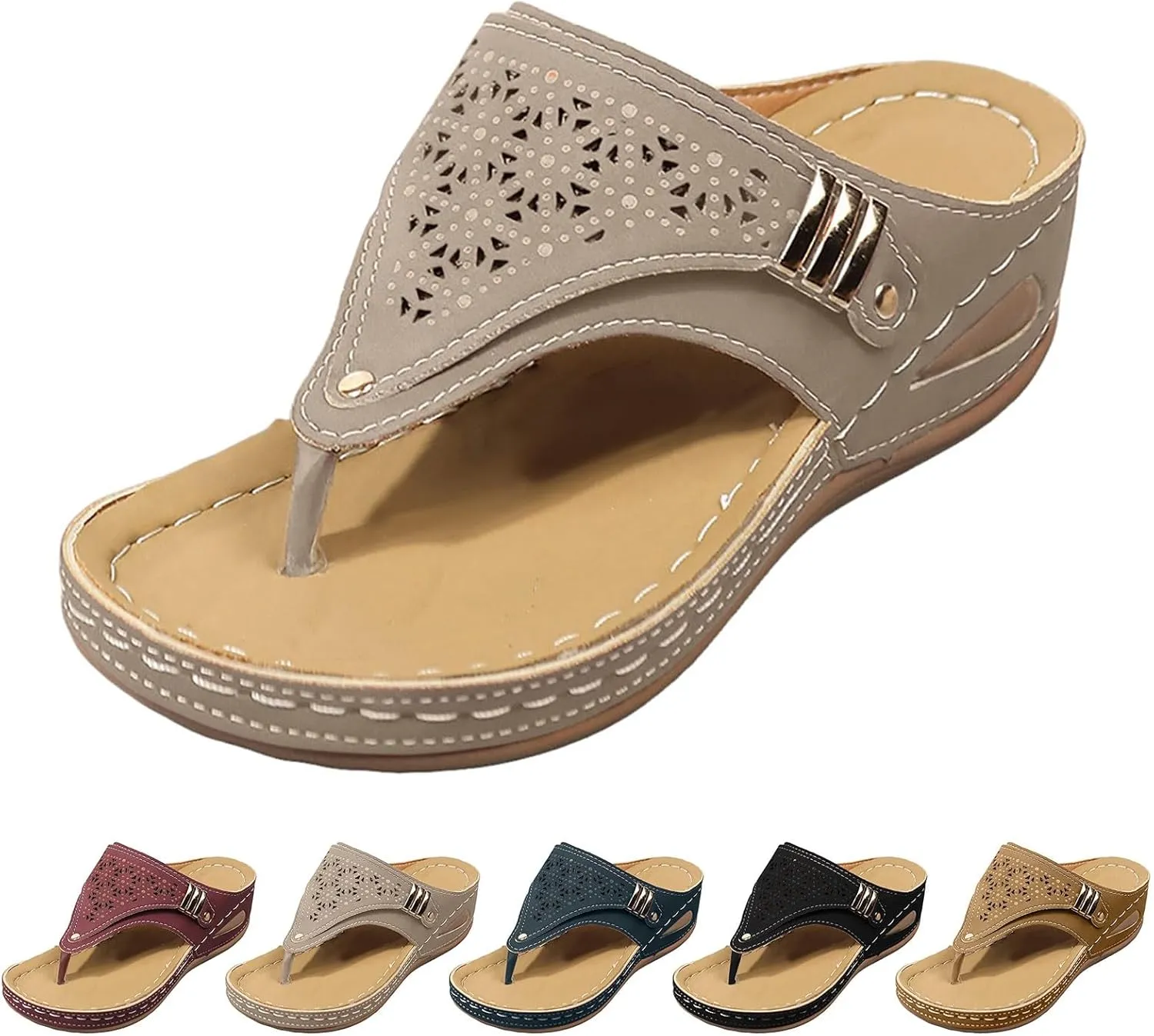 Women's Sandals Women Shoes Wedge Heel Platform Sandals Stylish Correctable Bohemian Beach Nine Sandals for Women Size 8
