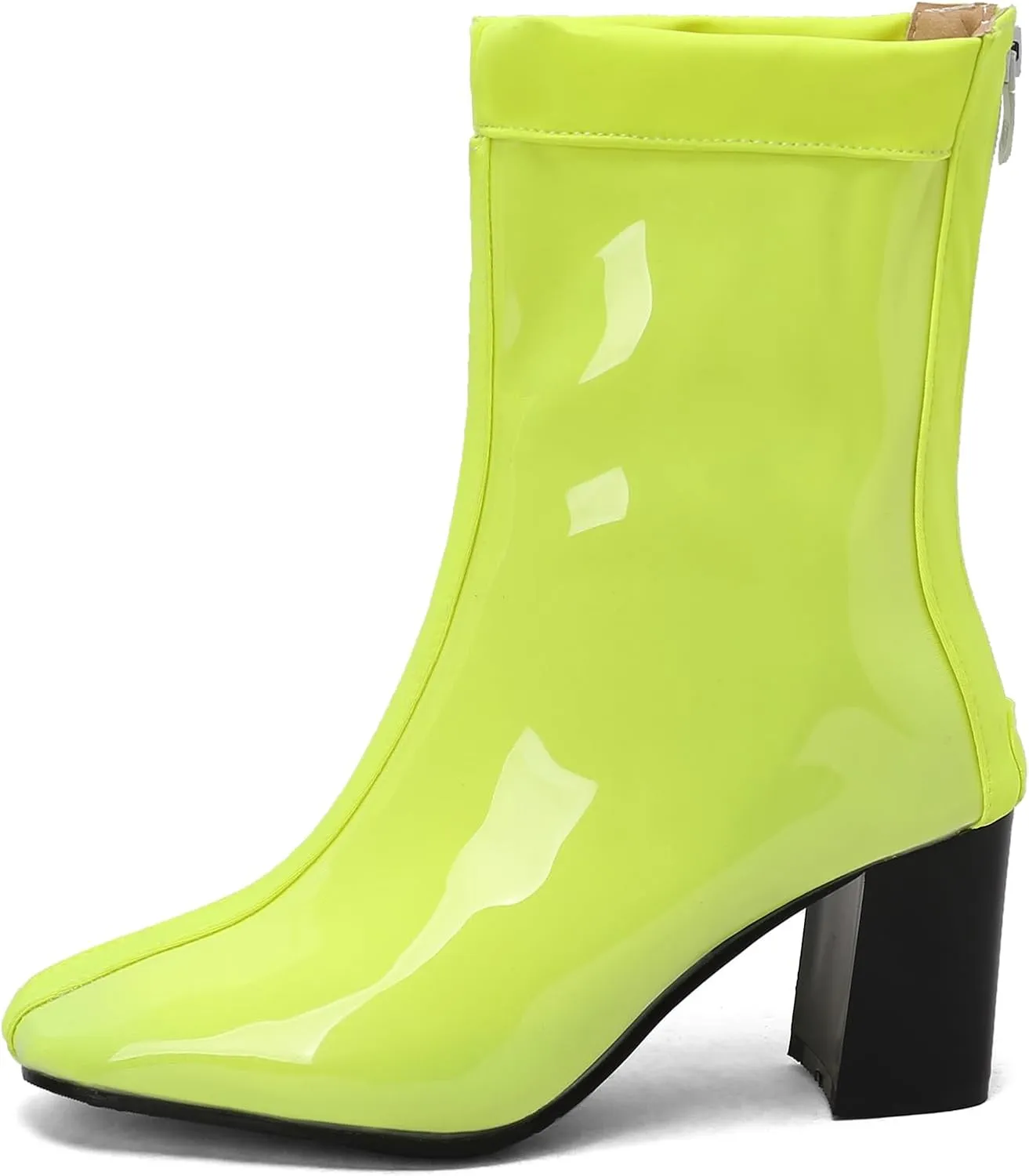 Women's Short Rain Boots Waterproof Rubber Boots Comfort Rainboots Garden Boot Work Booties Round Toe Back Zip Chunky High Heel Ankle Boots