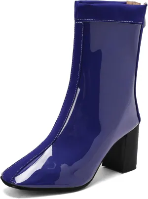 Women's Short Rain Boots Waterproof Rubber Boots Comfort Rainboots Garden Boot Work Booties Round Toe Back Zip Chunky High Heel Ankle Boots