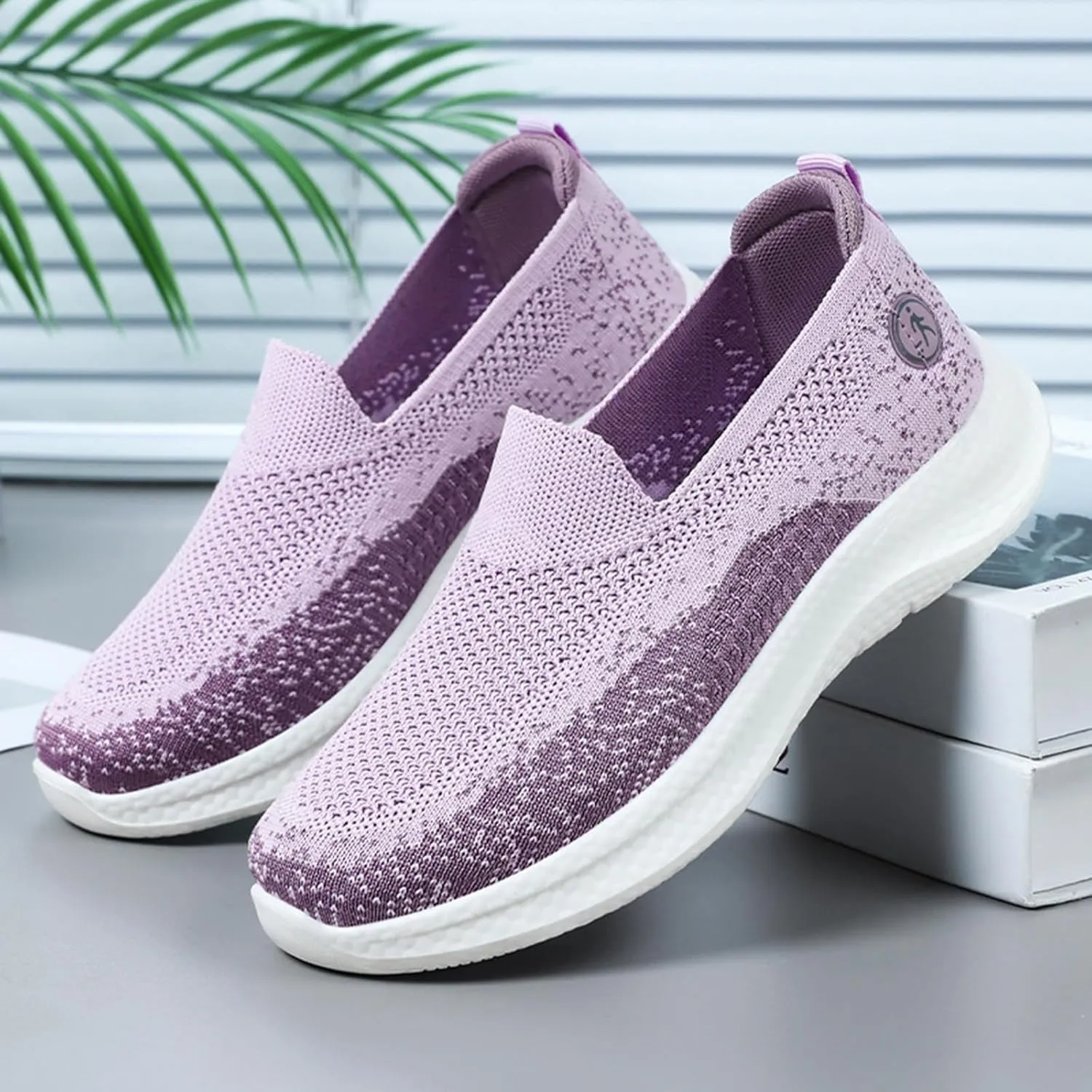 Women's Slip On Mesh Casual Walking Sneakers Comfortable Breathable Soft Sole Non-Slip Running Jogging Shoes