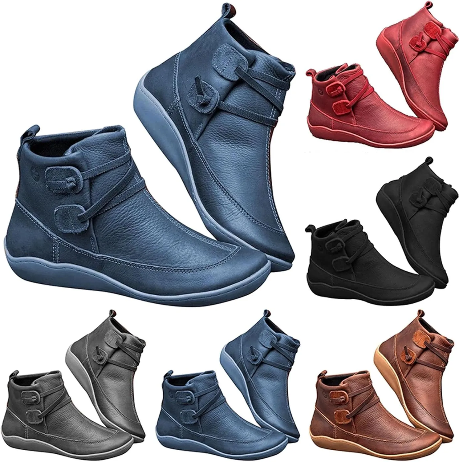 Womens Snow Boots Ankle Cowboy Booties Wide Width Womens Low Boots Ankle Steel Toe Shoes for Women Lightweight Breathable Pointed Toe Mid Heel Slip On
