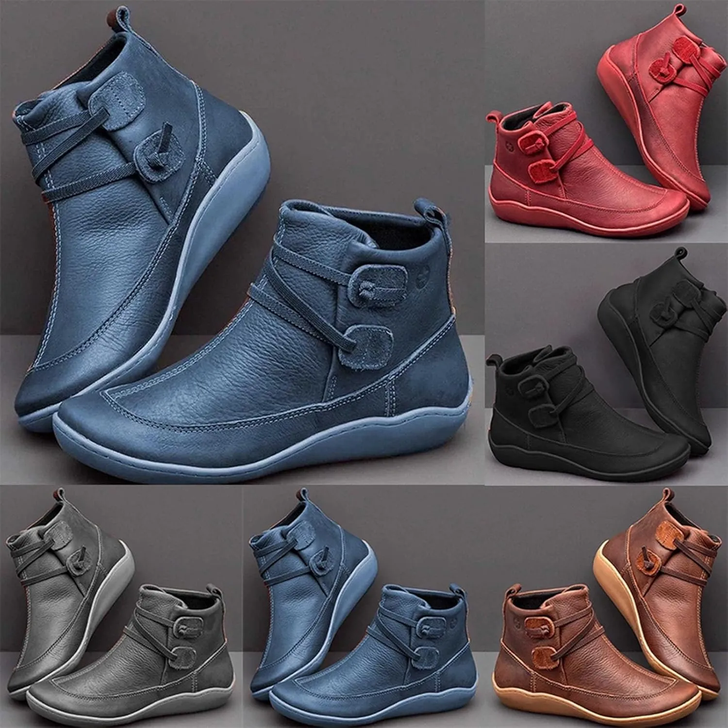 Womens Snow Boots Ankle Cowboy Booties Wide Width Womens Low Boots Ankle Steel Toe Shoes for Women Lightweight Breathable Pointed Toe Mid Heel Slip On