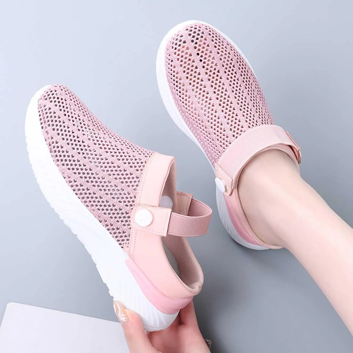 Women's Summer Fashion Solid Color Mesh Breathable Slippers Comfortable Non Slip Bag Toe Sketches Slides for Women