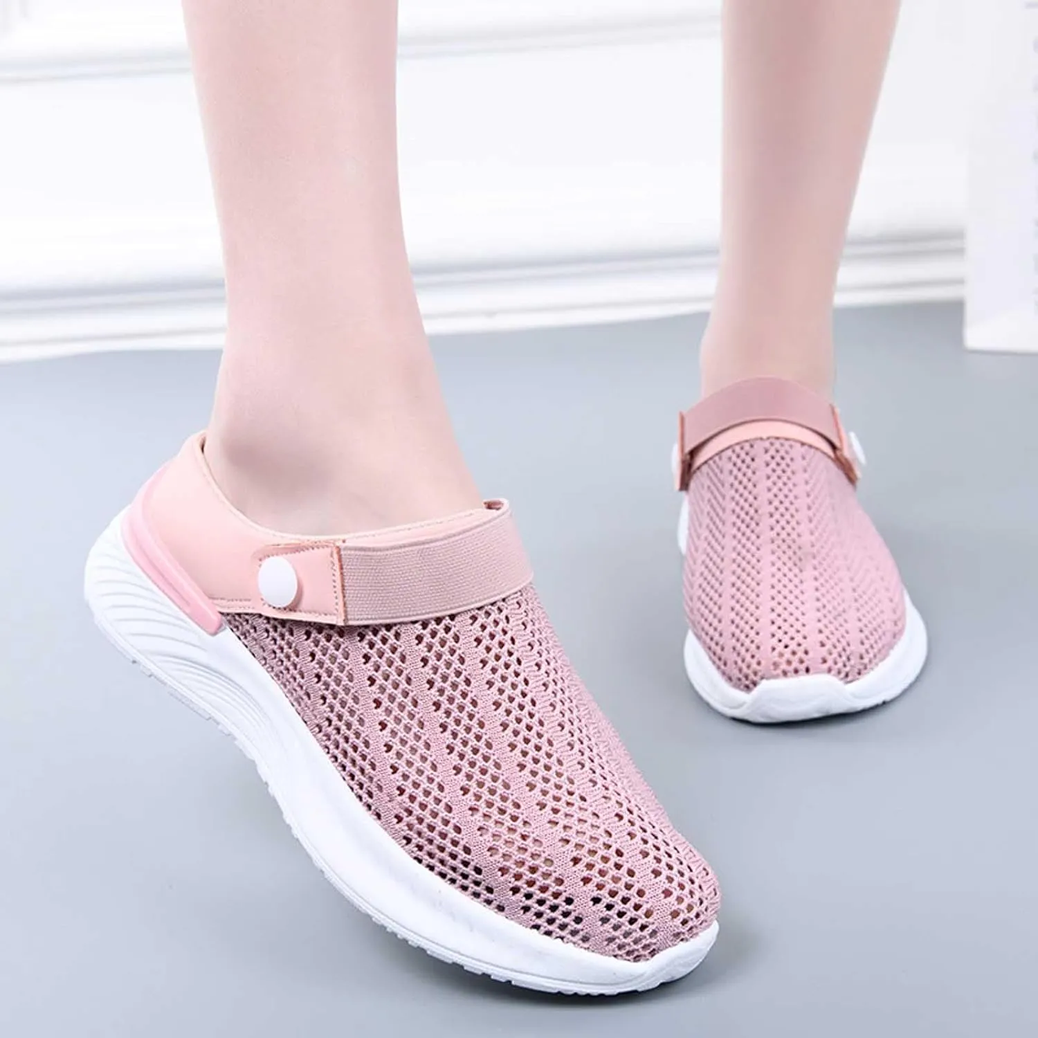 Women's Summer Fashion Solid Color Mesh Breathable Slippers Comfortable Non Slip Bag Toe Sketches Slides for Women