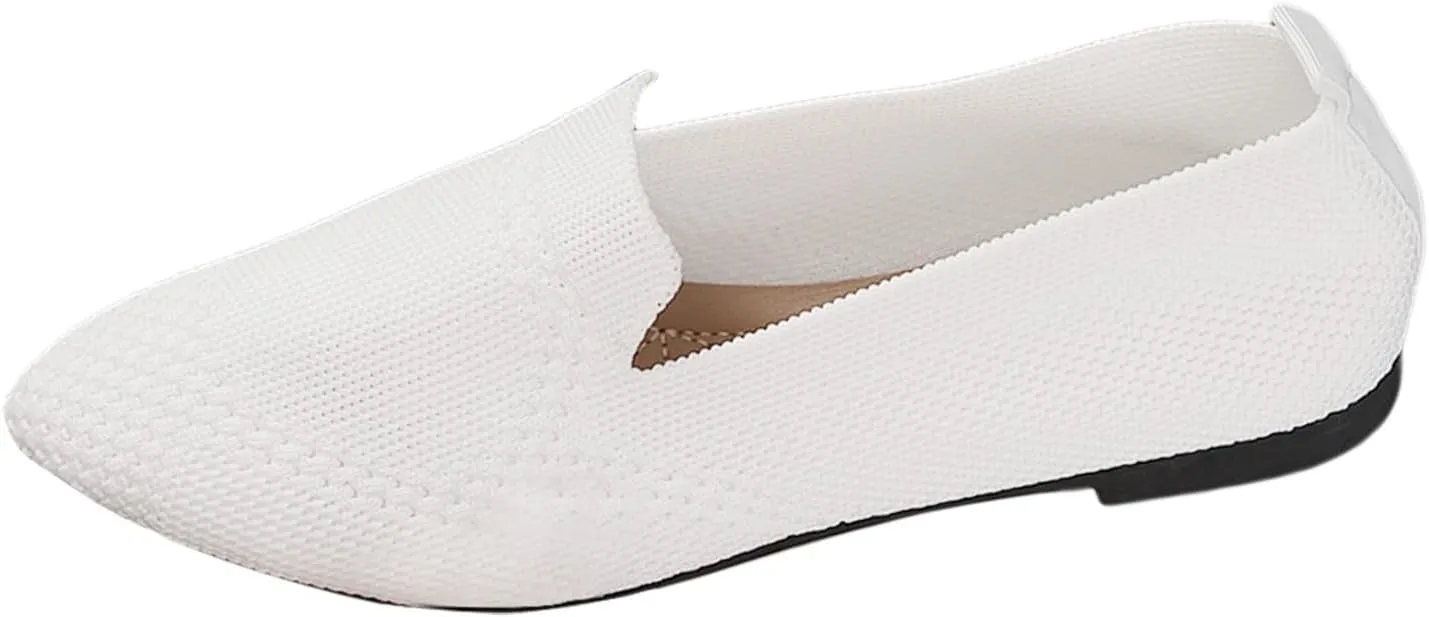 Women's Summer Flat Shoes Fashion Mesh Pointed Toe Breathable Solid Color Casual Shoes Lightweight Dressy Casual Shoes