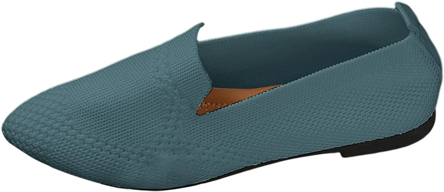 Women's Summer Flat Shoes Fashion Mesh Pointed Toe Breathable Solid Color Casual Shoes Lightweight Dressy Casual Shoes