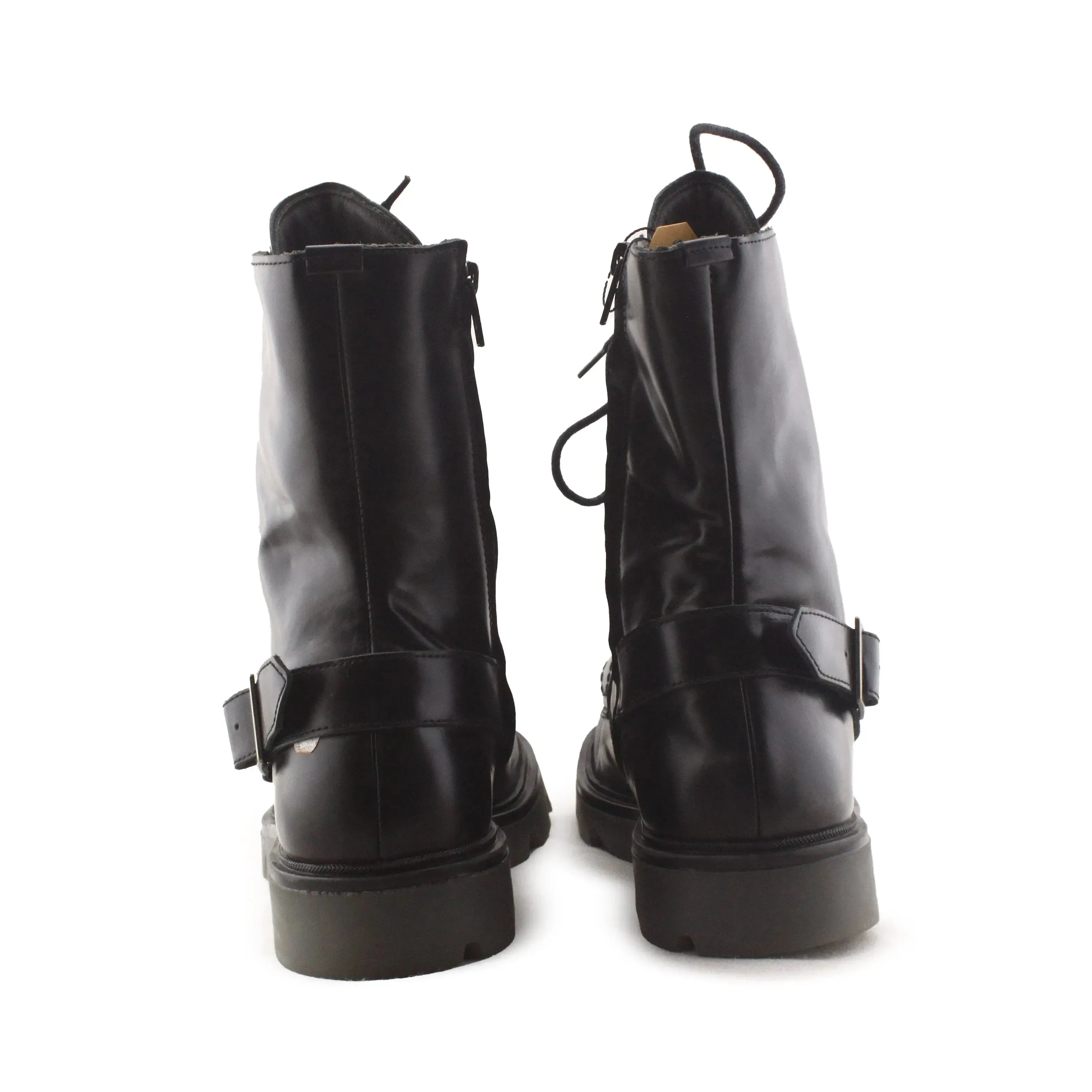 Zara Laces Buckle Straps Combat Ankle Boots | 100% Authentic Leather