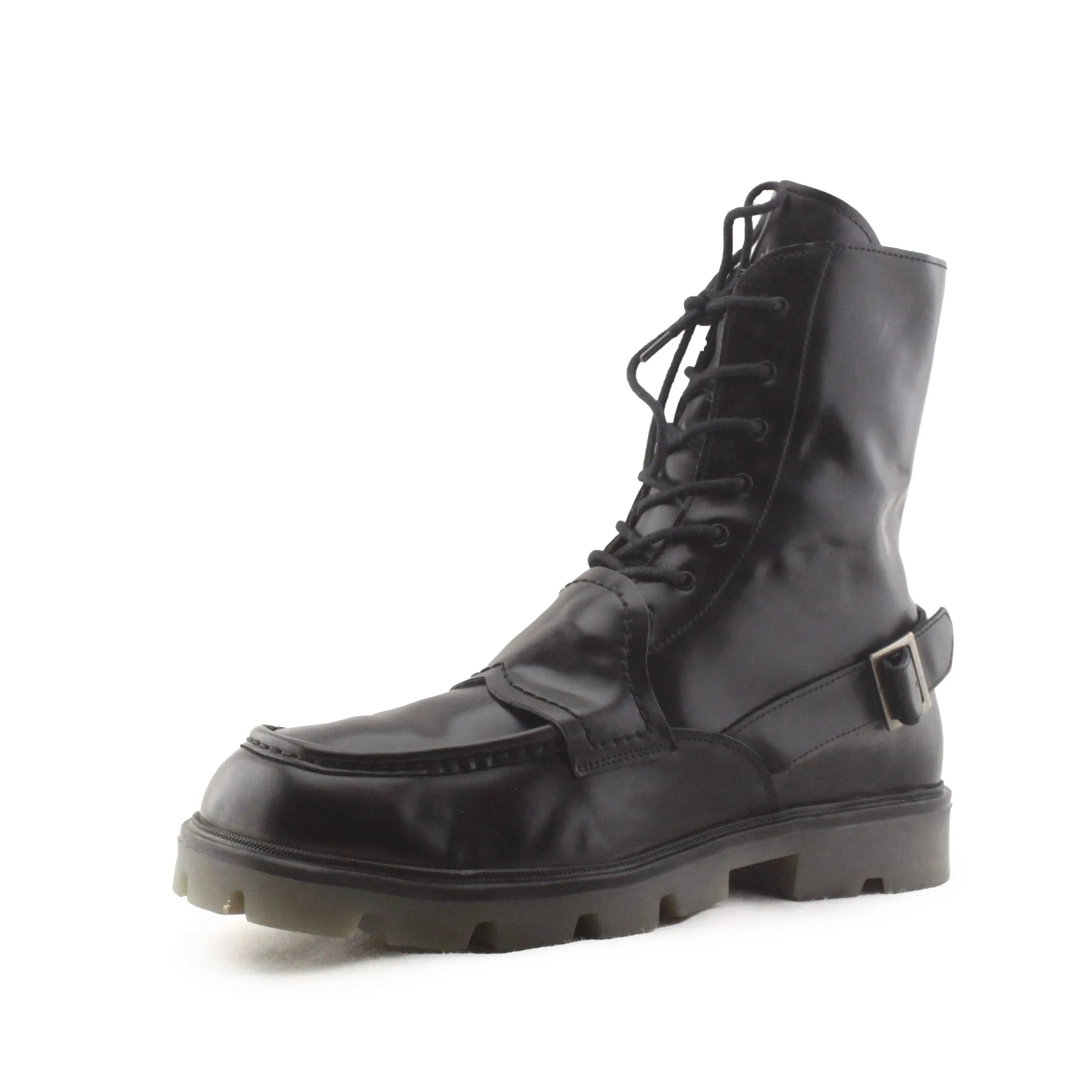 Zara Laces Buckle Straps Combat Ankle Boots | 100% Authentic Leather