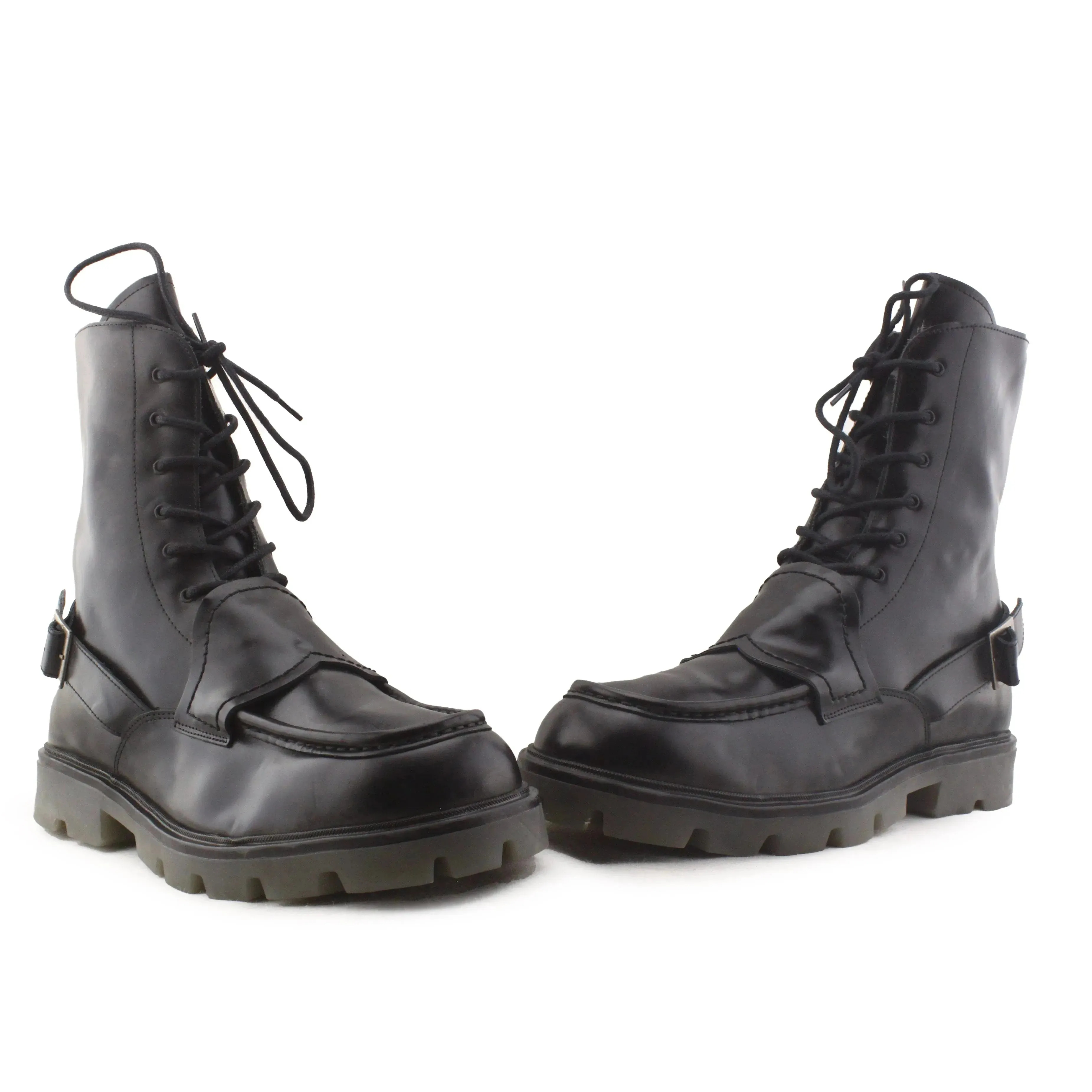 Zara Laces Buckle Straps Combat Ankle Boots | 100% Authentic Leather